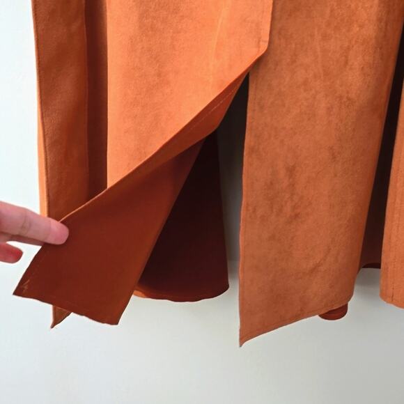 Few Moda New York Faux Suede 70's Trench Coat Medium Open Front Old Money Mob - Picture 5 of 8